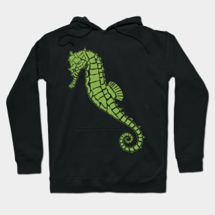 Luscious Two Tone Green Seahorse Design Hoodie